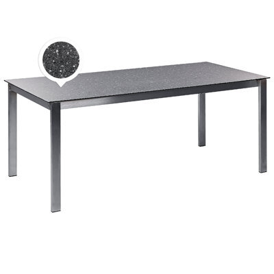Beliani Garden Dining Table Cosoleto 180 Cm 90 Cm Glass Black - image 1