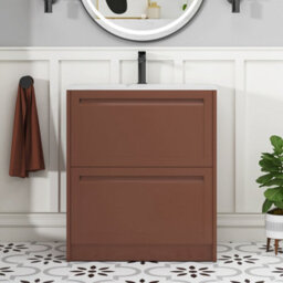 Royal Bathrooms Elmore 700mm Traditional Floor Standing 2 Drawer Bathroom Vanity Unit With Sintered Stone Basin - Terracotta Clay - thumbnail 3