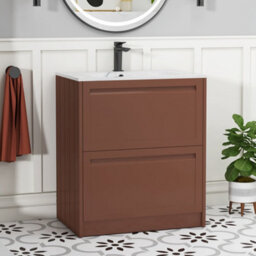 Royal Bathrooms Elmore 700mm Traditional Floor Standing 2 Drawer Bathroom Vanity Unit With Sintered Stone Basin - Terracotta Clay