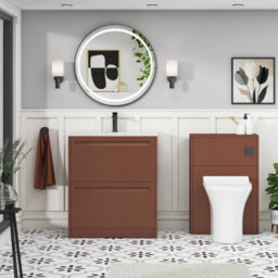 Royal Bathrooms Elmore 700mm Traditional Floor Standing 2 Drawer Bathroom Vanity Unit With Sintered Stone Basin - Terracotta Clay - thumbnail 4