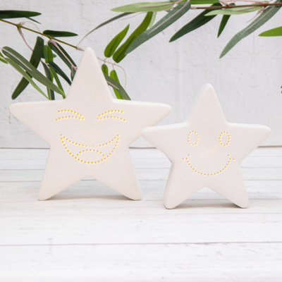 Annibells White Ceramic Star Night Light  (9167) - Set Of 2 Sizes - image 1