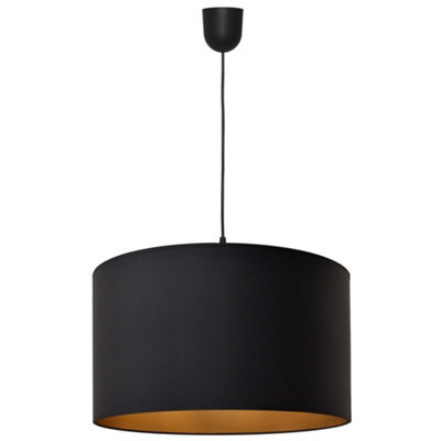 Luminosa Lighting Luminosa Alba Cylindrical Pendant Ceiling Light Black, Gold 45Cm