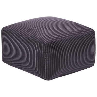 Wyld And Coco Novanest Pouffe Dark Grey Corduroy Footstool With Eps Bead Filling, 50 X 50 X 30 Cm - image 1