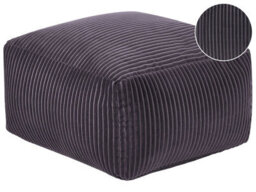 Wyld And Coco Novanest Pouffe Dark Grey Corduroy Footstool With Eps Bead Filling, 50 X 50 X 30 Cm - thumbnail 3