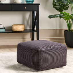 Wyld And Coco Novanest Pouffe Dark Grey Corduroy Footstool With Eps Bead Filling, 50 X 50 X 30 Cm - thumbnail 2