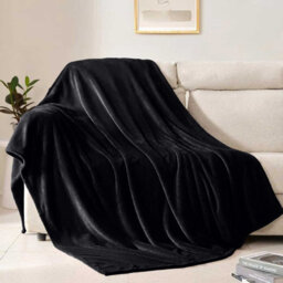 Aspire Homeware Black Fleece Throw Blanket, Super King (L)230Cm X (W)270Cm