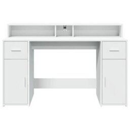 Walplus Desk With Led Lights White 140X55X91 Cm Engineered Wood - thumbnail 6