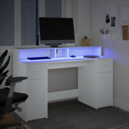 Walplus Desk With Led Lights White 140X55X91 Cm Engineered Wood - thumbnail 5