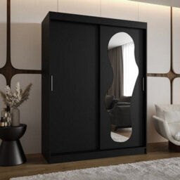 Arte Elegant Black Ultra Sliding Door Wardrobe 1500mm X 2000mm X 620mm - Bold Storage Solution - thumbnail 2