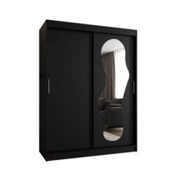 Arte Elegant Black Ultra Sliding Door Wardrobe 1500mm X 2000mm X 620mm - Bold Storage Solution - thumbnail 1
