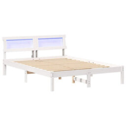 Berkfield Modern With Led Strip Lights White 120 X 200 Cm Solid Pine Wood - thumbnail 1