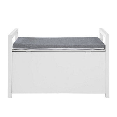 Sobuy Fsr76-W, Storage Chest Bench With Lift Up Top And Seat Cushion,white,w86Xd38Xh54 - image 1