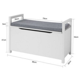 Sobuy Fsr76-W, Storage Chest Bench With Lift Up Top And Seat Cushion,white,w86Xd38Xh54 - thumbnail 3