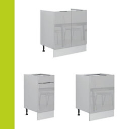 Impact Furniture Kitchen Cabinets 7 Units Set Soft Close 240Cm Complete Diy Modern Storage Light Grey Gloss Fitted Kitchen Star - thumbnail 5