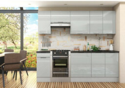 Impact Furniture Kitchen Cabinets 7 Units Set Soft Close 240Cm Complete Diy Modern Storage Light Grey Gloss Fitted Kitchen Star - thumbnail 1