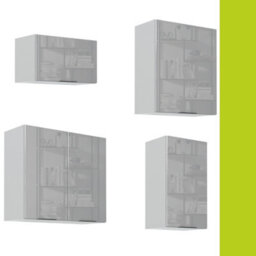 Impact Furniture Kitchen Cabinets 7 Units Set Soft Close 240Cm Complete Diy Modern Storage Light Grey Gloss Fitted Kitchen Star - thumbnail 6
