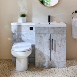 Homestylestore1105mm Concrete Grey Right Hand Bathroom Combination Vanity Toilet Wc Unit And Black T Bar Handles - thumbnail 2