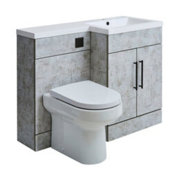 Homestylestore1105mm Concrete Grey Right Hand Bathroom Combination Vanity Toilet Wc Unit And Black T Bar Handles - thumbnail 1