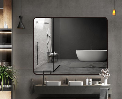 Belofay Rectangular Wall Mirror Black Aluminium Frame With Hd Glass, 50 X 70Cm - image 1