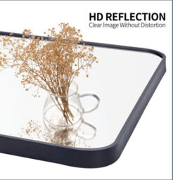 Belofay Rectangular Wall Mirror Black Aluminium Frame With Hd Glass, 50 X 70Cm - thumbnail 2