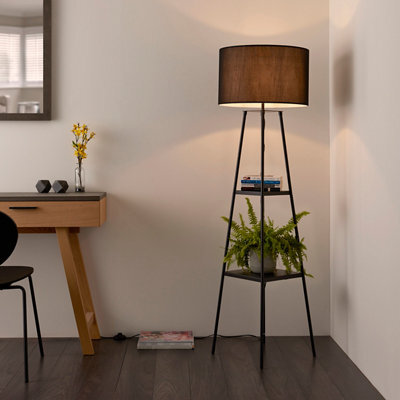 Triton Tripod Shelved Matt Black Led Floor Lamp - image 1