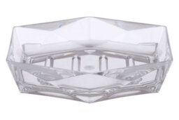 Orsina Clear Acrylic Soap Dish For Bathroom, Geometric Design Soap Holder With Raised Edges, Draining Soap Dish - thumbnail 1