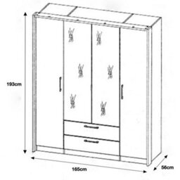 Furneo White Mirrored Wardrobe High Gloss Matt Modern 4-Door 2-Drawer Bedroom Storage With Led Lights Infinity - thumbnail 3