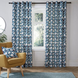 Fusion Luna 100% Cotton Pair Of Teal Eyelet Curtains