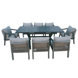 9 Pieces Aluminum Patio Furniture Set With Extending Table - 8 Seater - thumbnail 3