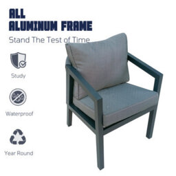 9 Pieces Aluminum Patio Furniture Set With Extending Table - 8 Seater - thumbnail 6