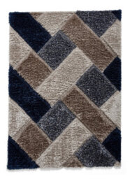 Grey Navy Shaggy Geometric Modern Rug For Living Room Bedroom And Dining Room-120Cm X 170Cm - thumbnail 7