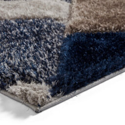Grey Navy Shaggy Geometric Modern Rug For Living Room Bedroom And Dining Room-120Cm X 170Cm - thumbnail 5