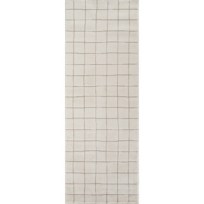 Livabliss Our Pnw Home Cascade-Modern Ivory Brown Graphic High Pile Living Dining Bedroom Rug 80 X 220 Cm Easy Care, Non Shedding - image 1