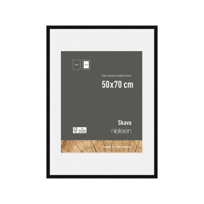 Nielsen Skava 50 X 70Cm Black Wooden Picture Frame With 40X60Cm Mount, Float Glass And Push/turn Clips - image 1