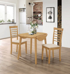 Hallowood Furniture Ledbury Drop Leaf Round Table Set With 2 Chairs In Light Oak Finish - thumbnail 1