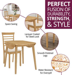 Hallowood Furniture Ledbury Drop Leaf Round Table Set With 2 Chairs In Light Oak Finish - thumbnail 2