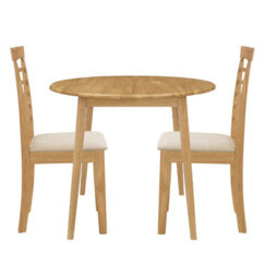 Hallowood Furniture Ledbury Drop Leaf Round Table Set With 2 Chairs In Light Oak Finish - thumbnail 8