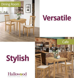 Hallowood Furniture Ledbury Drop Leaf Round Table Set With 2 Chairs In Light Oak Finish - thumbnail 6