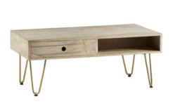 Wyld Haus Bali Mango Wood Coffee Table Light Natural With Gold Inlay, 1 Drawer & Open Shelf - thumbnail 4