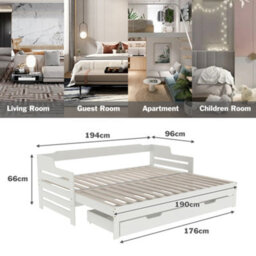 3Ft Daybed Trundle And Drawer Cabin Bed Guest Bed Sofa Bed Pull Out Trundle And Storage Drawer - thumbnail 7