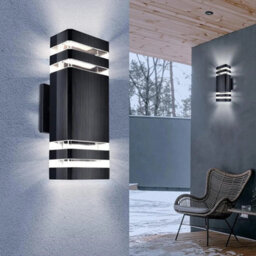 Modern Outdoor Wall Light Up Down Ip65 Waterproof E27 Mains Powered - thumbnail 4