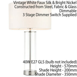 2 Pack Touch Dimmable Table Lamp Nickel Glass White Shade Modern Bedside Light - thumbnail 3