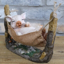 Gifts Direct 2 U Swinging Pig In Hammock Figurine Ornament - thumbnail 2
