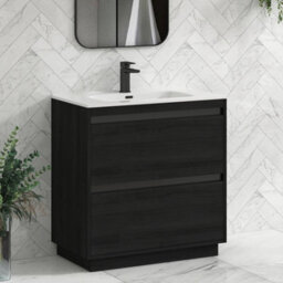 Royal Bathrooms Orion 800mm Floor Standing Bathroom Vanity Unit 2 Drawer Hale Black With Ceramic Basin & Black Accent Trim - thumbnail 6