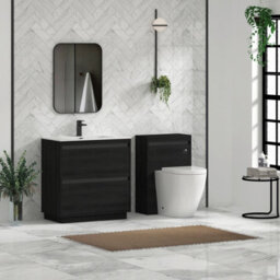 Royal Bathrooms Orion 800mm Floor Standing Bathroom Vanity Unit 2 Drawer Hale Black With Ceramic Basin & Black Accent Trim - thumbnail 4