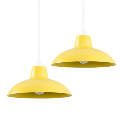 Valuelights Civic Pair Of Retro Style Yellow Metal Easy Fit Ceiling Light Shades (D)28.8Cm - image 1