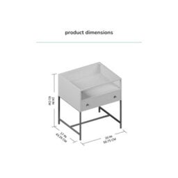 MH London Hale Metal Nightstand With Glasstop Bedside Side Table Nightstand With Drawer In Black - thumbnail 7