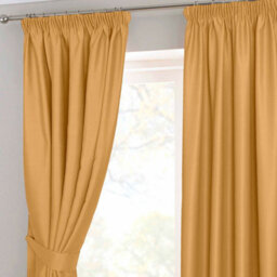 "Homescapes Mustard Yellow Herringbone Chevron Blackout Curtains Pencil Pleat, 46X72""" - thumbnail 2