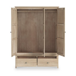 Celine Washed Oak Triple Wardrobe With 2 Drawers - By Roseland Furniture - thumbnail 4