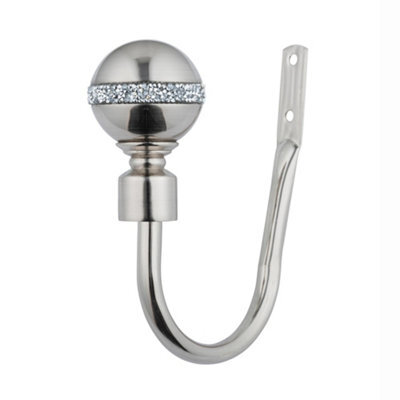 A.unique Home Pair Of Diamante Ball Metal Holdbacks With Fittings - Brushed Steel, Holdbacks - image 1